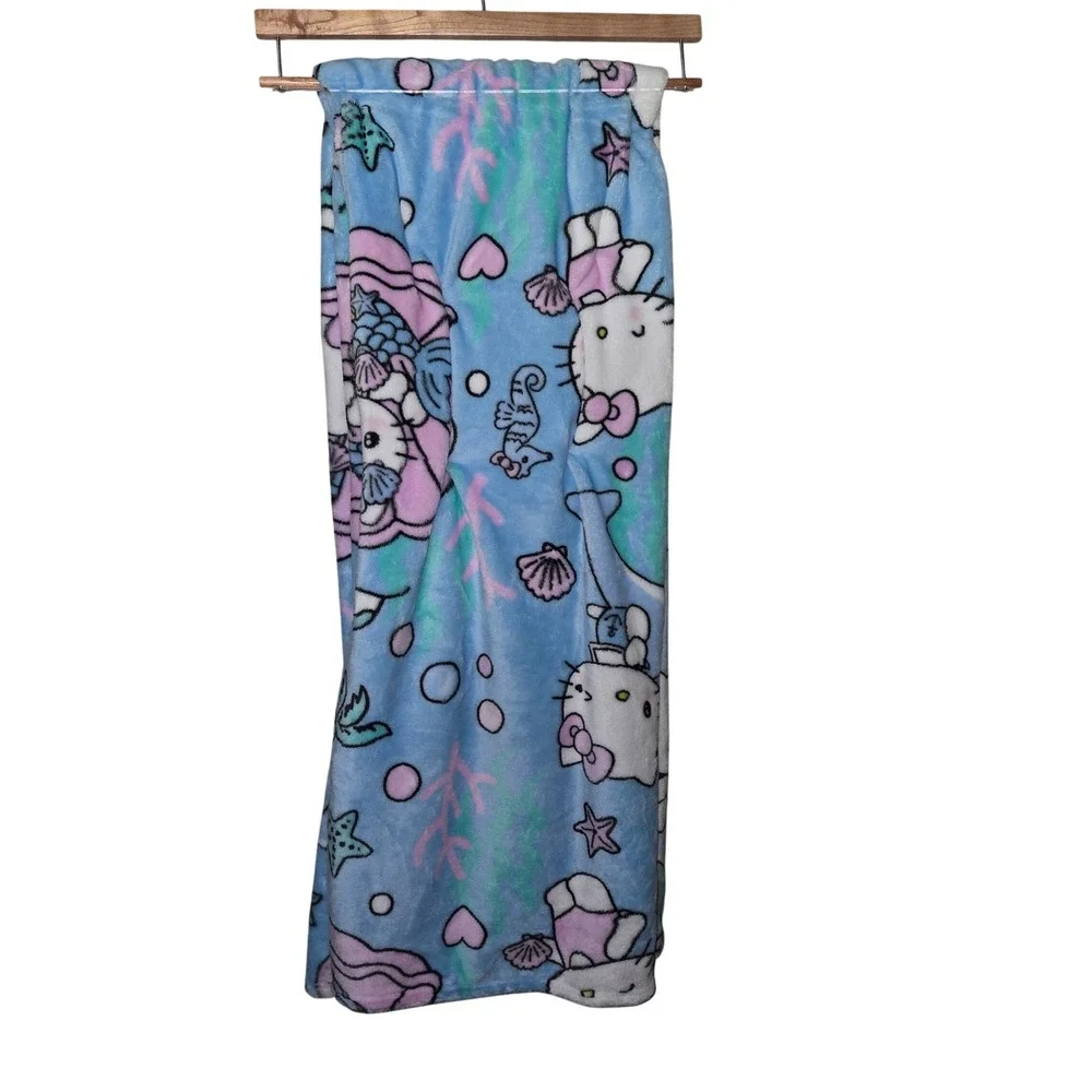 Hello Kitty Plush Throw Unisex 50x70 Blue New Mermaid Under The Sea Sanrio